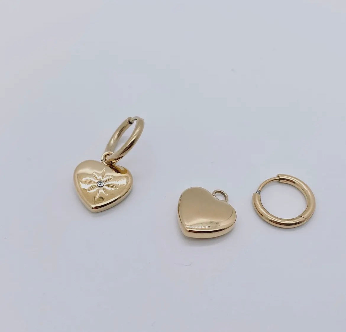 Cubic Zirconia Heart-Shaped 18K Gold-Plated Huggie Earrings