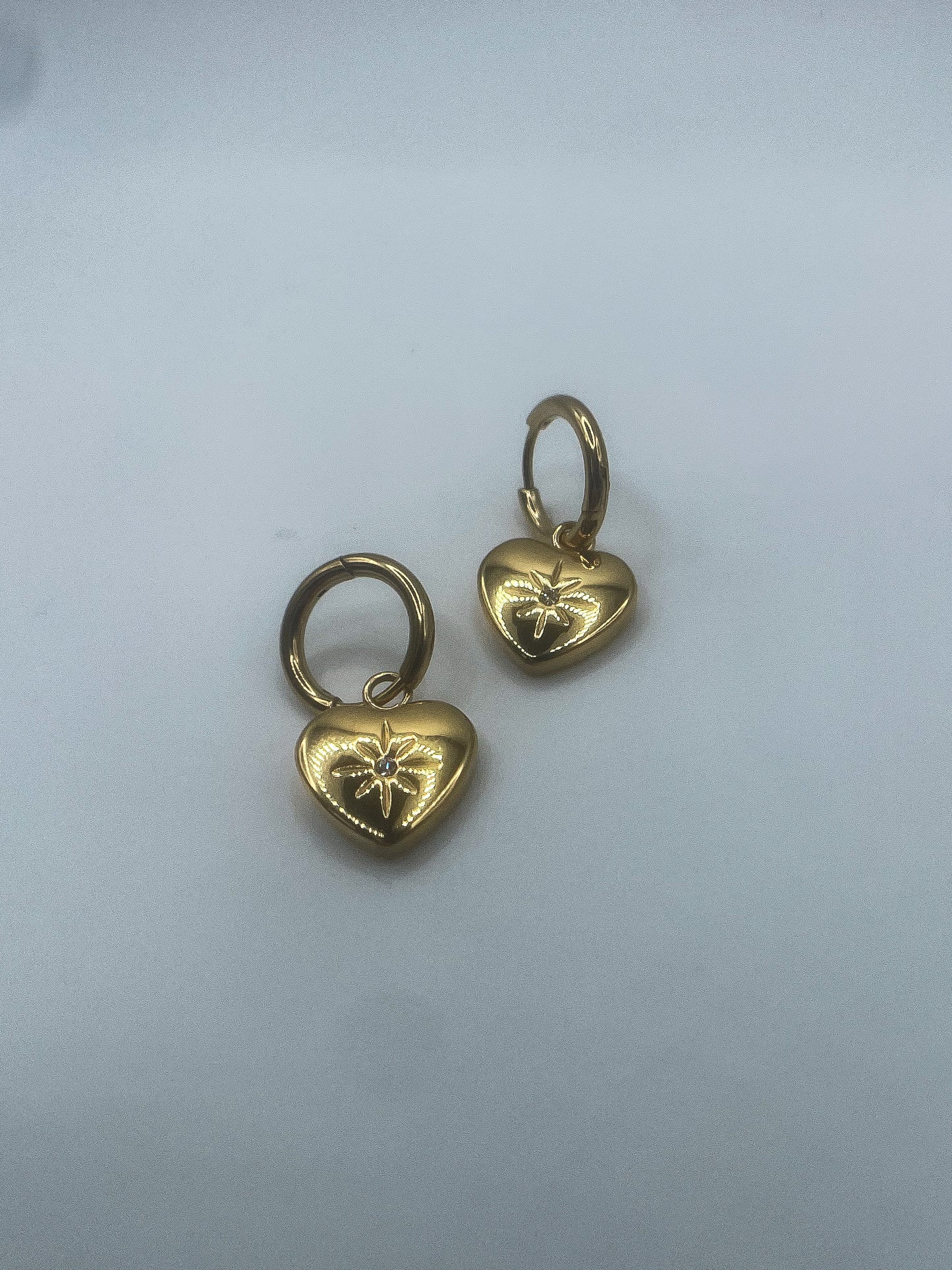 Cubic Zirconia Heart-Shaped 18K Gold-Plated Huggie Earrings