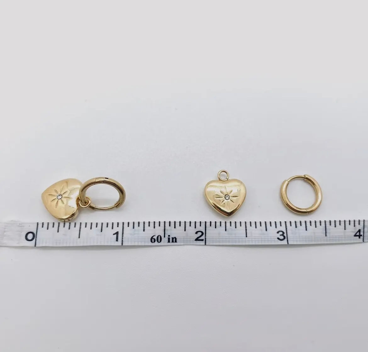 Cubic Zirconia Heart-Shaped 18K Gold-Plated Huggie Earrings