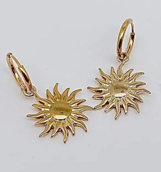 Sun Hoop Dangle Cuff Earrings 18K Gold Plated Stainless Steel