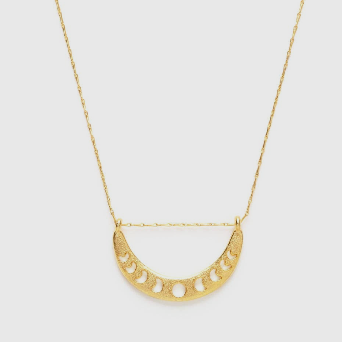 14K Gold Moon Phase Gypsy Necklace