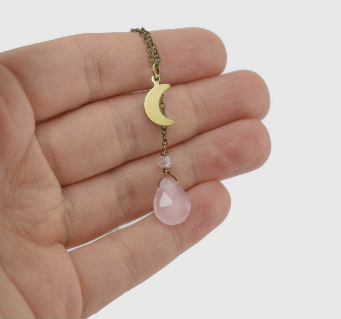 Rose Quartz Crescent Moon Necklace