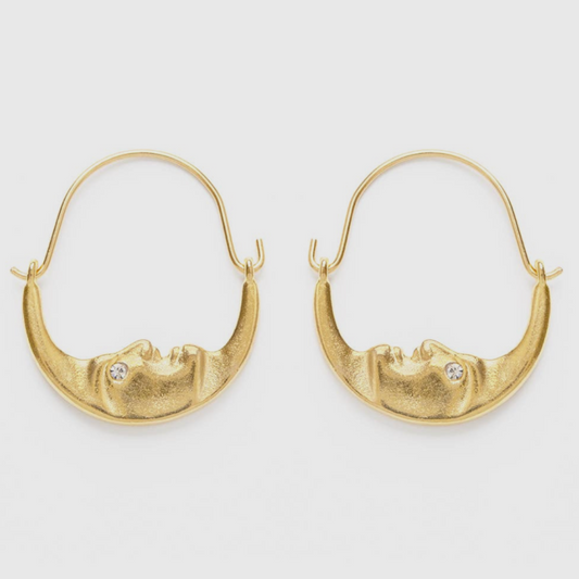 14K Gold La Lune Hoop Earrings